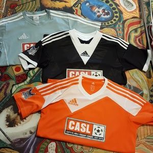 Bundle of 3 boys adidas #6 soccer jerseys.